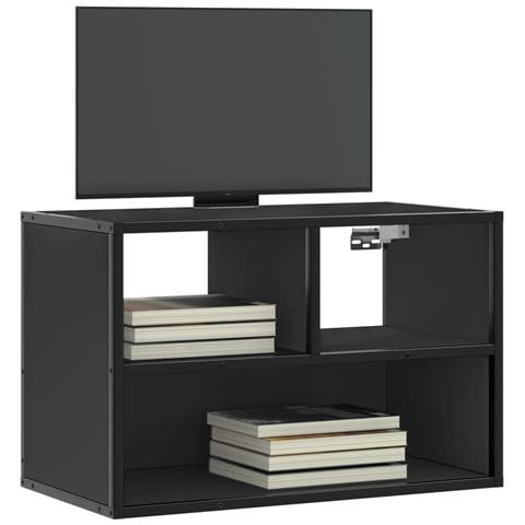 Mobile Porta Tv Nero 60x31x39,5cm In Truciolato E Metallo - Foto 1