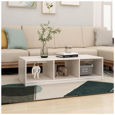 Lusso Casadino -  Tavolino Da Salotto Bianco 110x50x34 Cm Legno Massello Di Pino - Foto 2