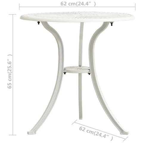Tavolo Da Giardino Bianco 62x62x65 Cm In Alluminio Pressofuso - Foto 6