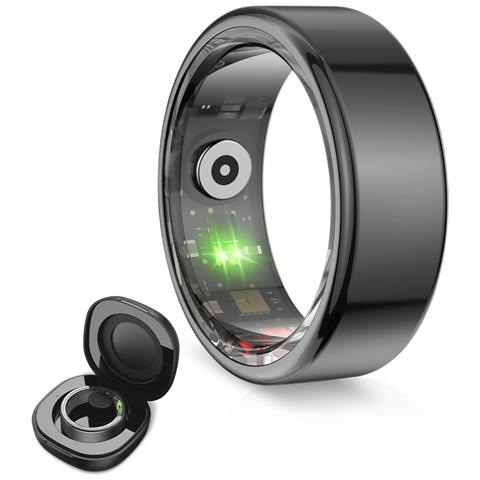 Anello Smart Saturn con activity tracker IP68 Nero - S - Foto 1