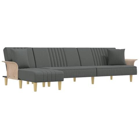 Divano Letto a L Grigio Scuro 279x140x70 cm in Tessuto - Foto 1