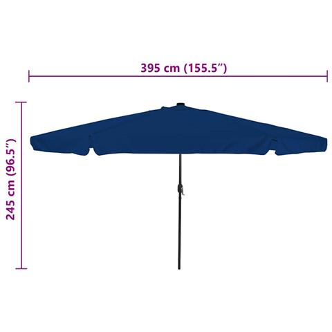Parasol da Giardino  con Luci LED Ø395x245 cm Blu Azzurro - Foto 8