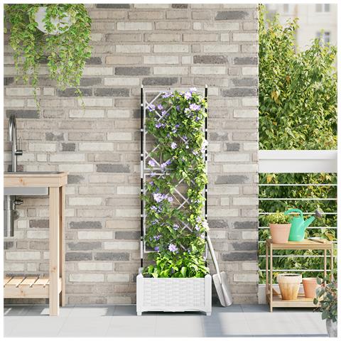 Fioriera da Giardino con Trellis Bianco 40x40x125.5 cm - Foto 2