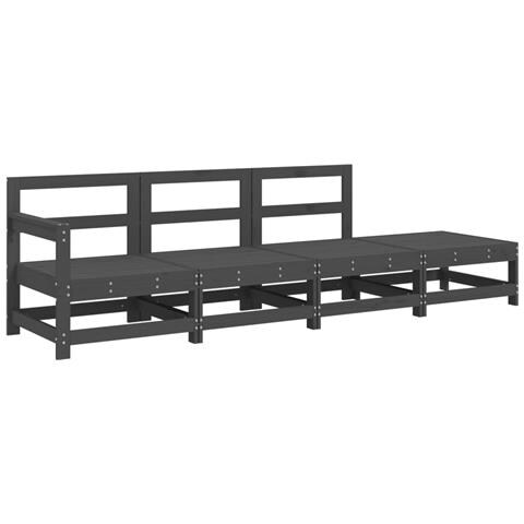 Set Salotto da Giardino 4 pz Grigio in Legno Massello di Pino - Foto 1