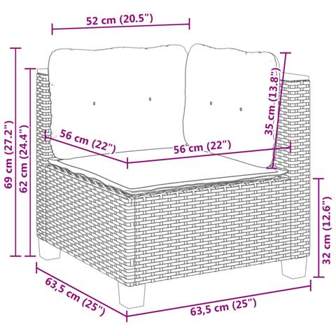 Set Divano da Giardino 9 pz con Cuscini Grigio in Polyrattan - Foto 9