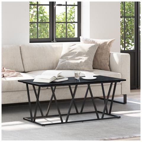Tavolino da caffè  Nero Rovere 100x50x40 cm in Legno ingegnerizzato e Metallo - Foto 2