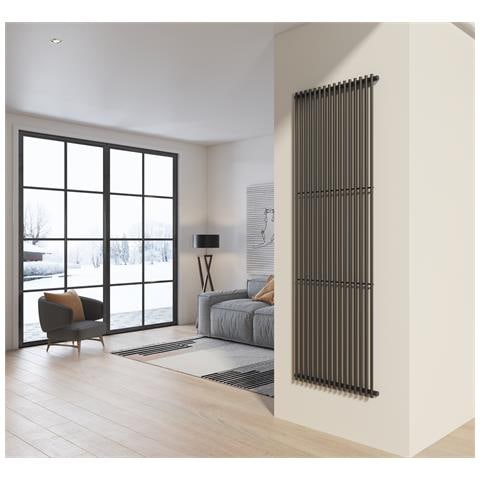 Radiatore Design 200x66 Cm (16 Tubi) In Acciaio Grigio Opaco A Tubi Tondi Interasse Verticale H200 Pisa - Foto 1