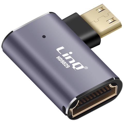 Adattatore Video 8k Uhd Hdmi Femmina A Mini Hdmi Maschio Curvo A Sinistra, Grigio - Foto 1