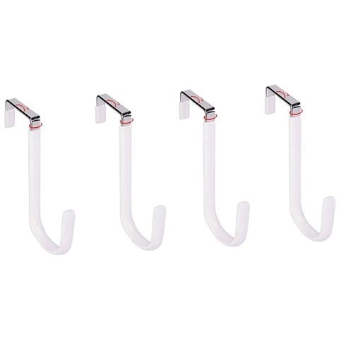 Ganci Sopra La Porta Senza Foratura, Spessore 10 Mm Per Porte Da 3,7 Cm (confezione Da 4) - Acciaio Inossidabile E Plastica White - Foto 1