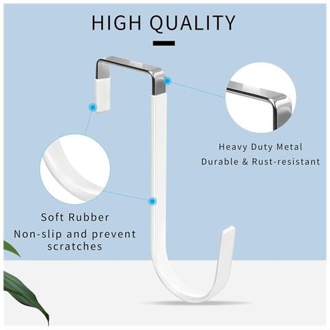 Ganci Sopra La Porta Senza Foratura, Spessore 10 Mm Per Porte Da 3,7 Cm (confezione Da 4) - Acciaio Inossidabile E Plastica White - Foto 2