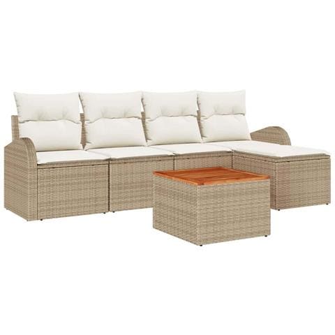 Set Divano da Giardino 6 pcs Beige e bianco - Foto 1