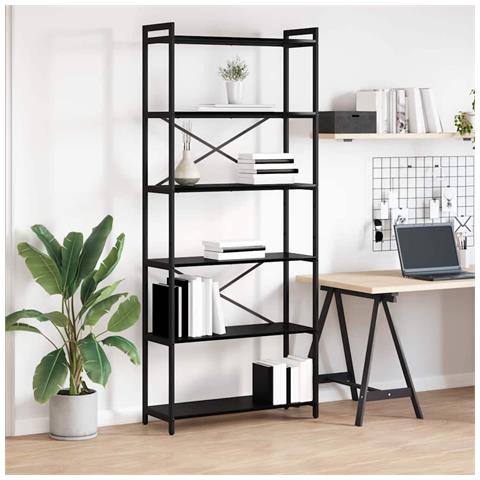 Libreria Rovere nero 80 x 30 x 188 cm Legno multistrato - Foto 2