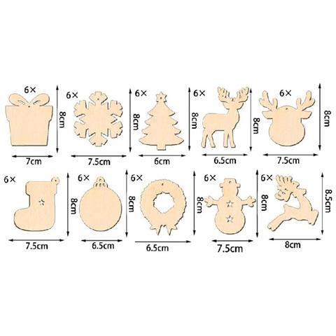 Set Di 60 Ornamenti Natalizi In Legno - Decorazioni Da Appendere Dipingibili Fai Da Te - Foto 2