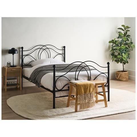 Letto Metallo Lyra 120 X 200 Cm Nero - Foto 1