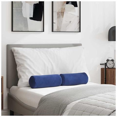 Cuscini a rullo 2 pcs Blu Polizia Ø 15 x 40 cm Tessuto in Cords - Foto 2