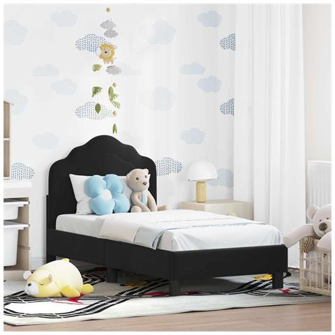 Struttura letto per bambini con testata Nero 70 x 140 cm - Foto 2
