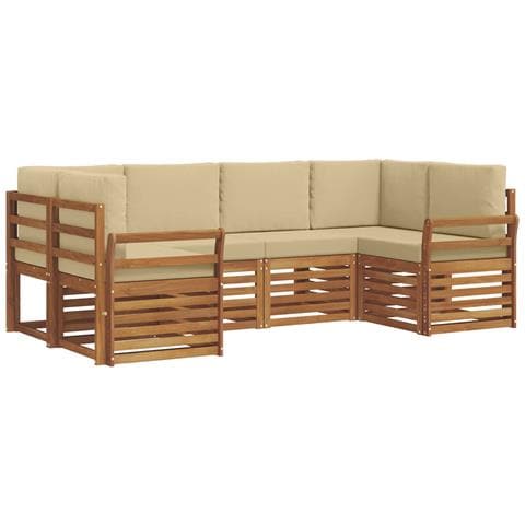Set divani con cuscino 20 pcs Naturale Legno di Acacia Massello - Foto 1