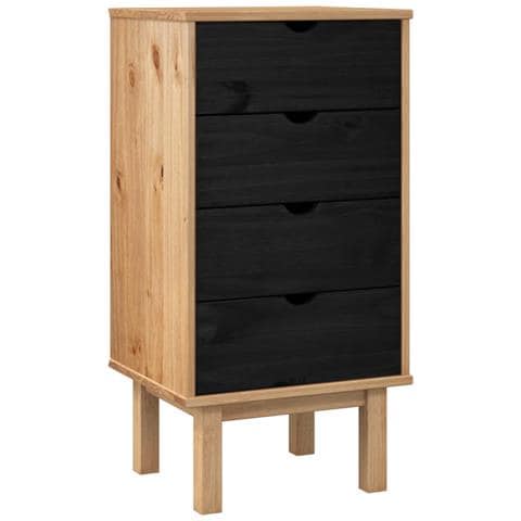 Cassettiera OTTA Nero 45 x 39 x 90 cm Legno Massello di Pino - Foto 1