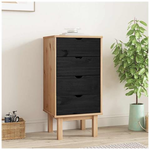 Cassettiera OTTA Nero 45 x 39 x 90 cm Legno Massello di Pino - Foto 2