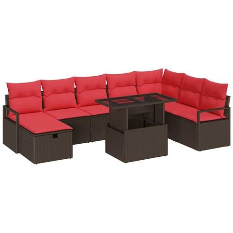 Set Divano da Giardino con cuscino 9 pcs polyrattan - Foto 1
