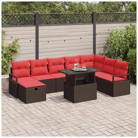 Set Divano da Giardino con cuscino 9 pcs polyrattan - Foto 2