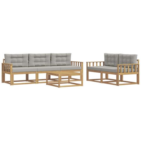 Set di divani da esterno 6 pcs Bianco e Grigio Chiaro - Foto 1