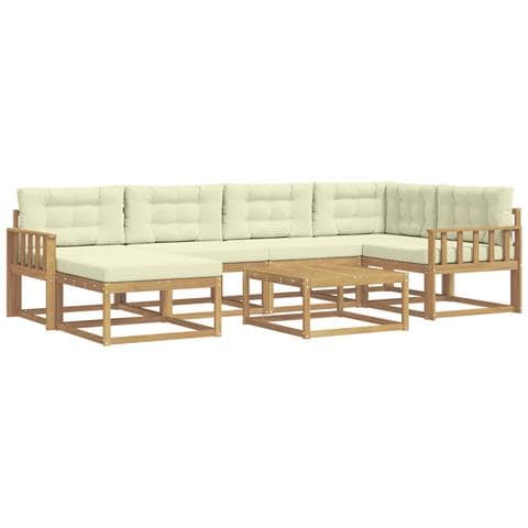 Set di divani da esterno 7 pcs Bianco e Crema - Foto 1