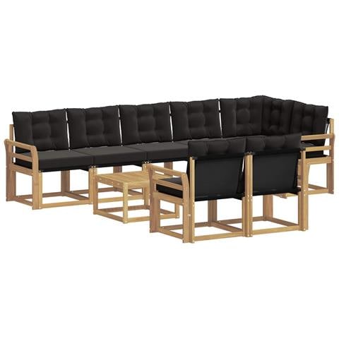 Set di divani da esterno con cuscino 9 pcs Bianco e Nero - Foto 1