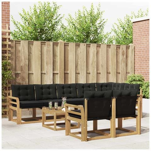 Set di divani da esterno con cuscino 9 pcs Bianco e Nero - Foto 2