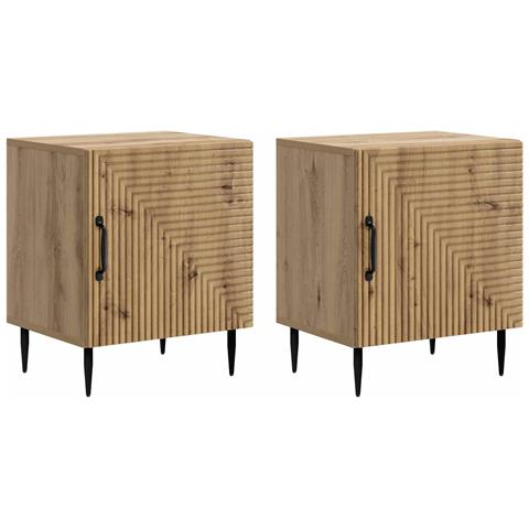 Armadio da Notte 2 pcs Rovere Artigianale 43 x 34,5 x 50 cm - Foto 1
