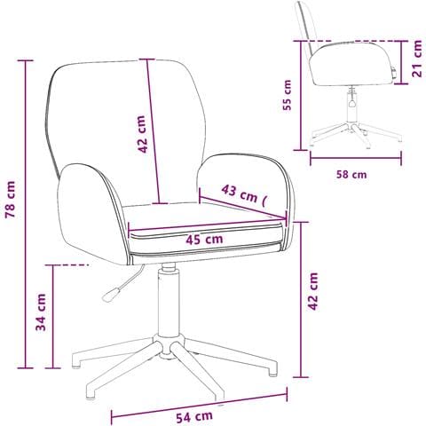 Sedie da scrivania girevoli 4 pz 54 x 58 x 90 cm Nero Tessuto - Foto 9