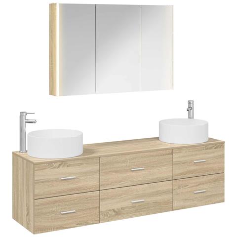 Set di mobili per il bagno 4 pcs Rovere Sonoma - Foto 1