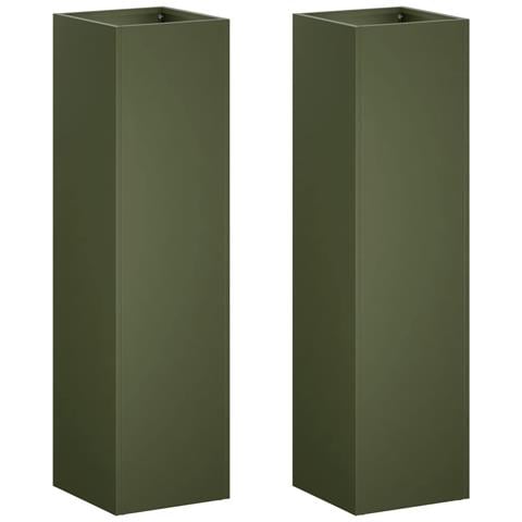 Vaso da giardino 2 pz Verde Oliva 20 x 20 x 75 cm - Foto 1
