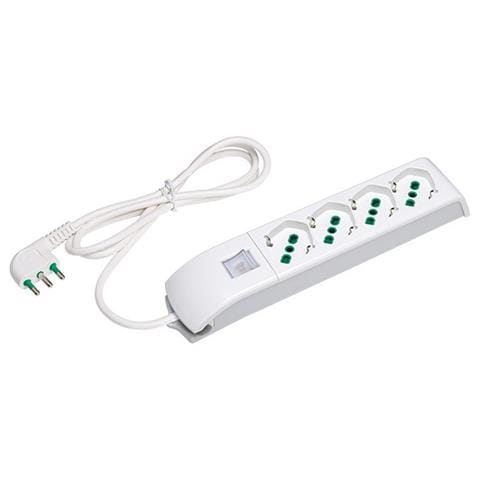 ICPS004F - Multipresa 4 Uscite Bipasso 16A / Schuko Bianco - Foto 1