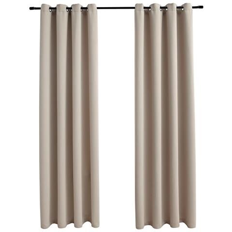 Tende Oscuranti Con Anelli In Metallo 2 Pz Beige 140x245 Cm - Foto 1