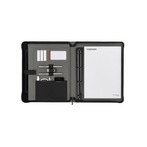 Venture Padfolio con Cerniera in Poliestere / Vinile Colore Nero - Foto 4