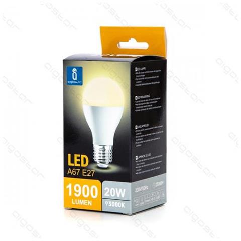 Lampadina Led A5 A67 20w Attacco E27 1900 Lumen A+ Color Box 3000k Luce Calda Misura D67h128mm Equivale 120w Incandescenza - Foto 2