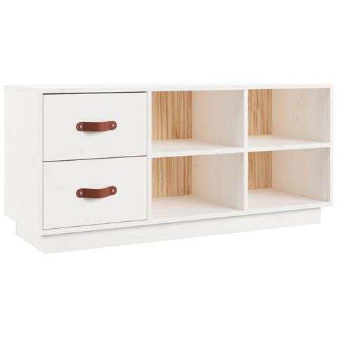 Scarpiera Bianca 100x34x45 Cm In Legno Massello Di Pino - Foto 1