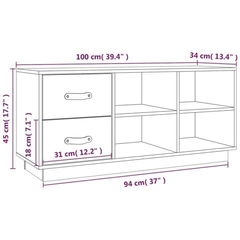 Scarpiera Bianca 100x34x45 Cm In Legno Massello Di Pino - Foto 10