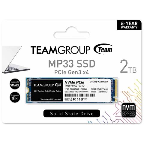 SSD 2000 MB MP33 M. 2 2280 Nvme Interfaccia PCIe 3.0 x4 con NVMe 1.3D NAND Solid St Interno - Foto 6