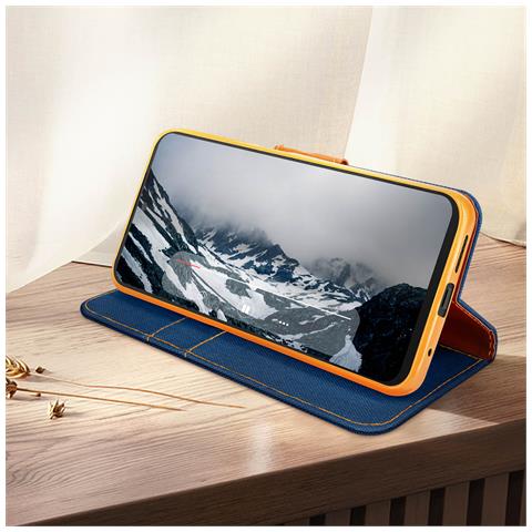 Custodia Per Xiaomi Redmi Note 12s Tessuto Portafoglio Supporto Video - Foto 5