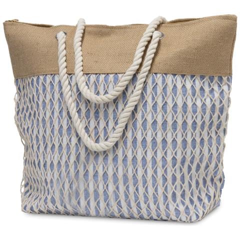 Borsa Mare Spiaggia Piscina Borsone Grande Tasca Portaoggetti Modello Ropes Borsa Blue - Foto 1