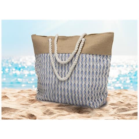 Borsa Mare Spiaggia Piscina Borsone Grande Tasca Portaoggetti Modello Ropes Borsa Blue - Foto 2