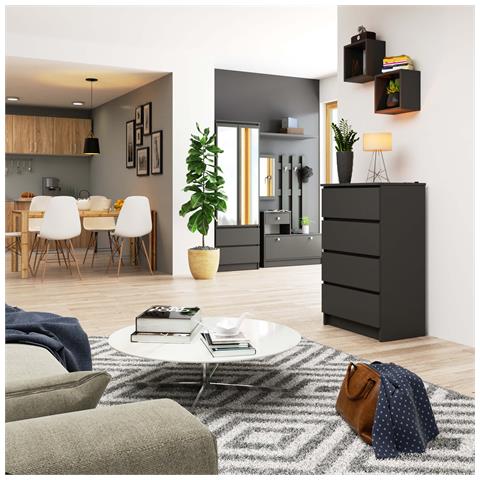 Cassettiera K60, 4 cassetti, 60x40x99 cm, Colore Grigio Grafite - Foto 4