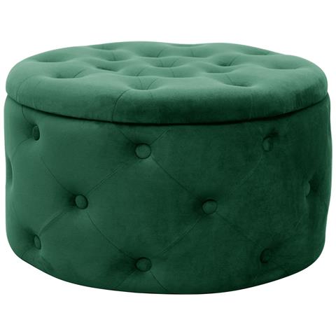 Pouf rotonda in velluto ALIA, Colore Verde Bottiglia - Foto 1
