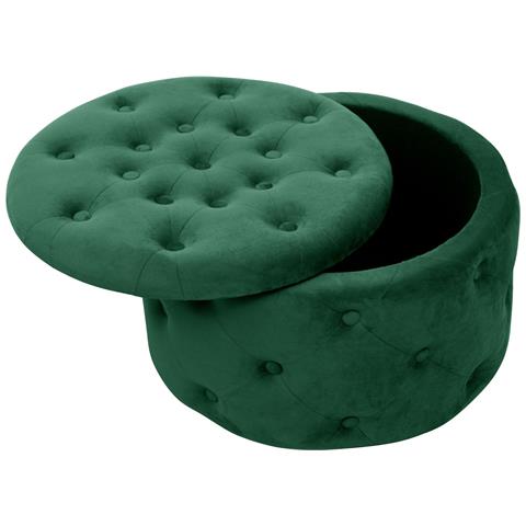 Pouf rotonda in velluto ALIA, Colore Verde Bottiglia - Foto 2