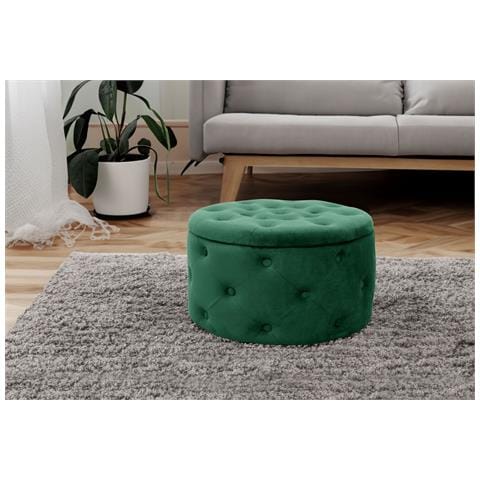 Pouf rotonda in velluto ALIA, Colore Verde Bottiglia - Foto 5