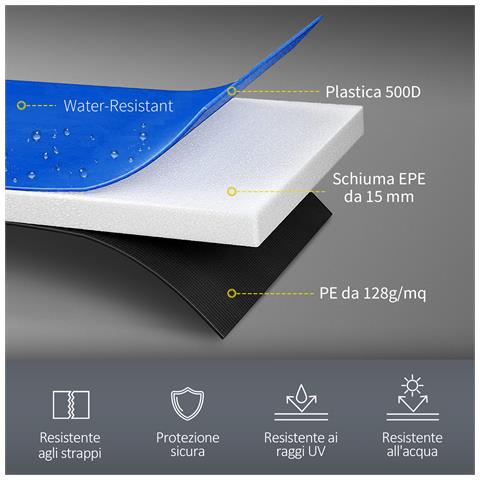 Copertura Tappeto Elastico Ø305x30 Cm Pieghevole E Portatile, In Plastica, Pe E Schiuma, Multicolore - Foto 6