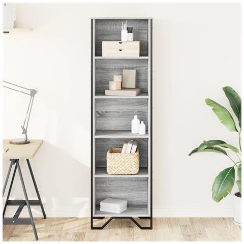 Libreria Grigio Sonoma 50x31x169 Cm In Legno Multistrato - Foto 3