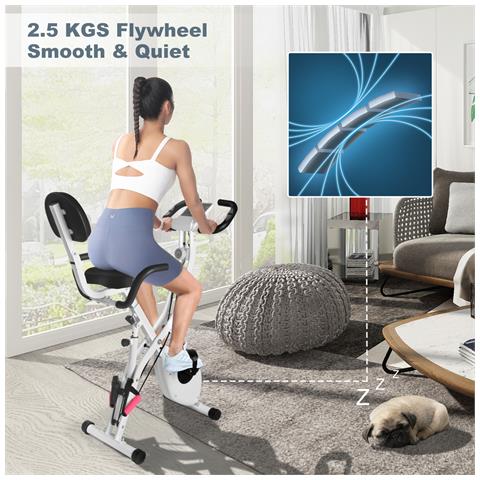 Cyclette Da Casa, Cyclette Da Camera Pieghevole, Cardiofrequenzimetro E Schermo A Lcd, Resistenza Variabile 10 Livelli, Ciclette Per Casa, Cyclette Con Schienale, Max 150 Kg - Foto 2